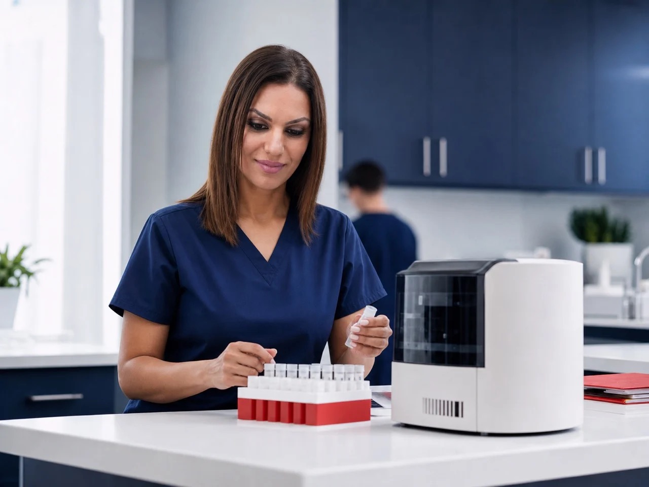 HMC laboratory technician preparing samples for in-office lab testing in Dearborn
